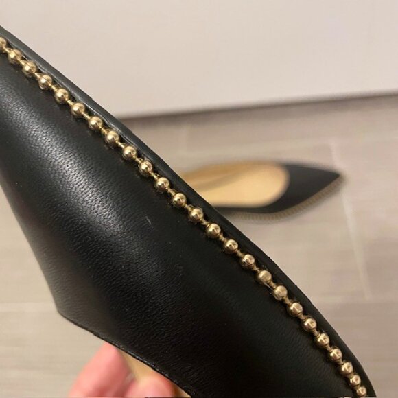 Coach Vae Leather Skimmer Studded Slingback Flats Black Pointed Toe Size 7 - Picture 11 of 16